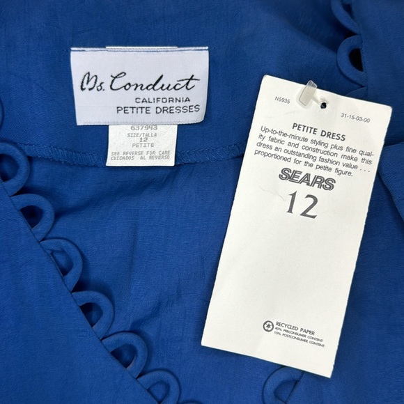 Ms. Conduct blue v-neck midi dress w gold button detail M - Picture 8 of 12